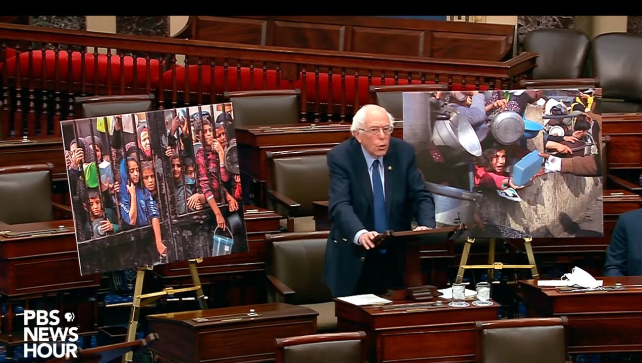 Bernie Sanders, the Vermont senator who caucuses with Democrats, argues for increased oversight of assistance to Israel, in the U.S. Senate, Jan. 15, 2024. (Screenshot)