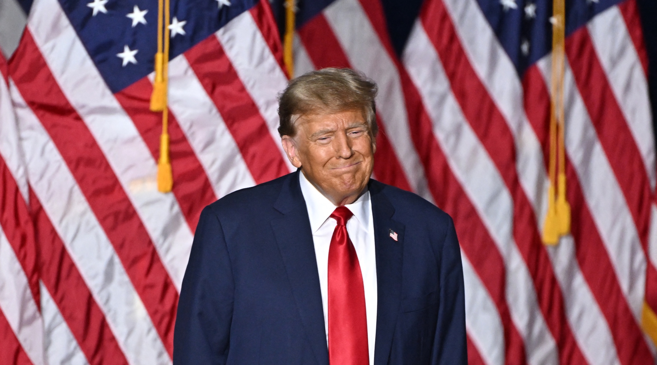 Former US President and Republican presidential hopeful Donald Trump attends a watch party during the 2024 Iowa Republican presidential caucuses in Des Moines, Iowa, Jan. 15, 2024. (Jim WATSON / AFP)