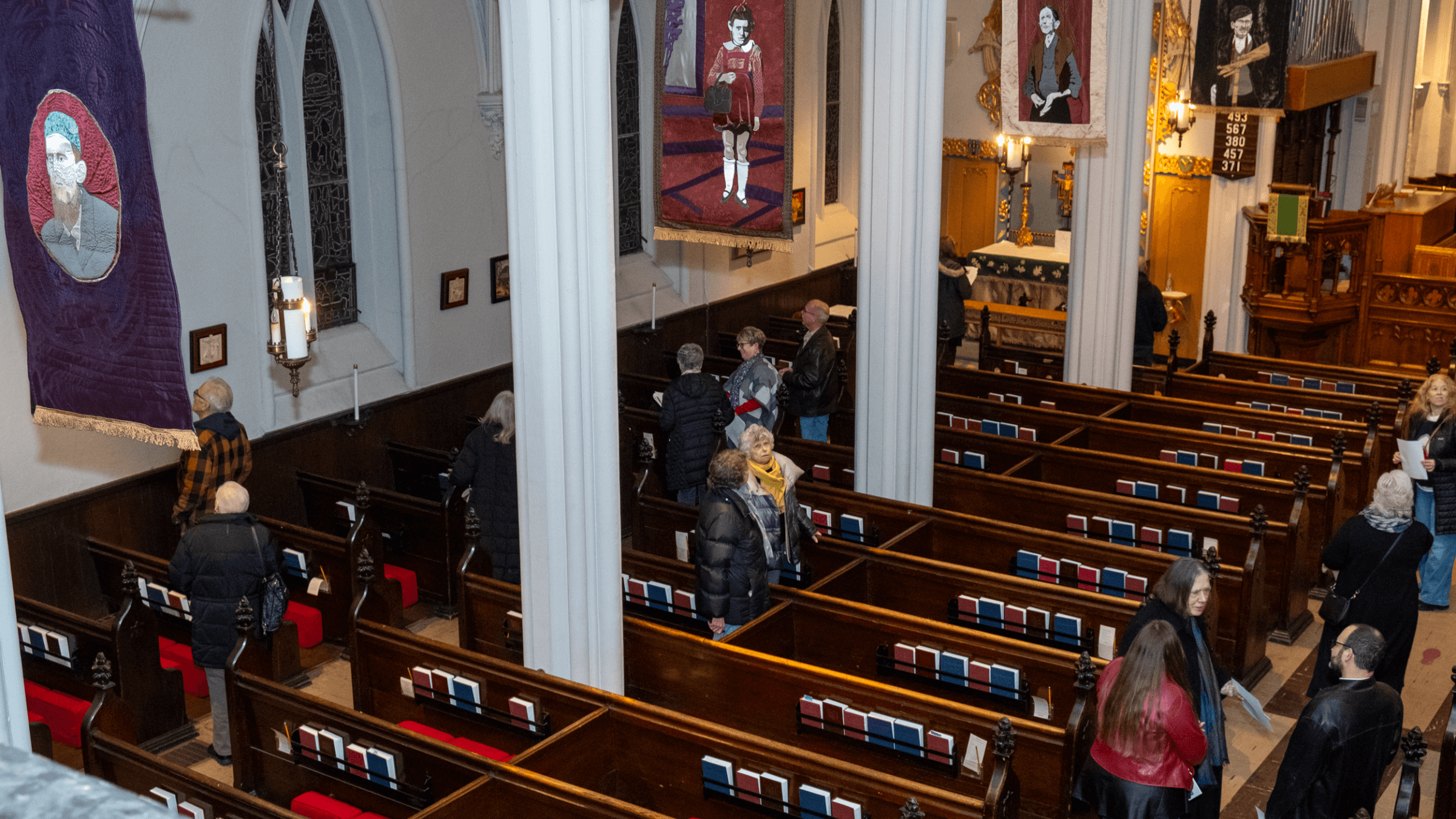 Banners by Phillip Schwartz at Christ Church. 