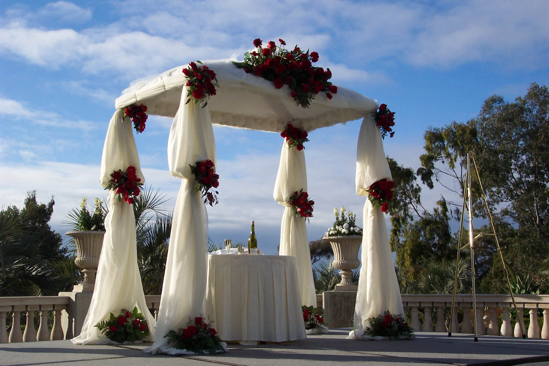 A chuppah, also known as a Jewish wedding canopy.