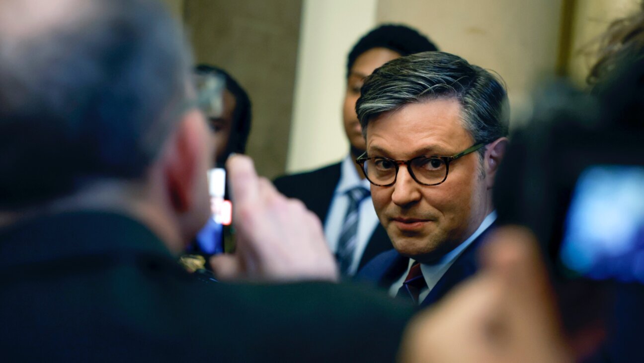 U.S. Speaker of the House Mike Johnson, a Louisiana Republican, speaks with reporters as he returns to his office at the U.S. Capitol Building, Feb. 05, 2024. (Anna Moneymaker/Getty Images)