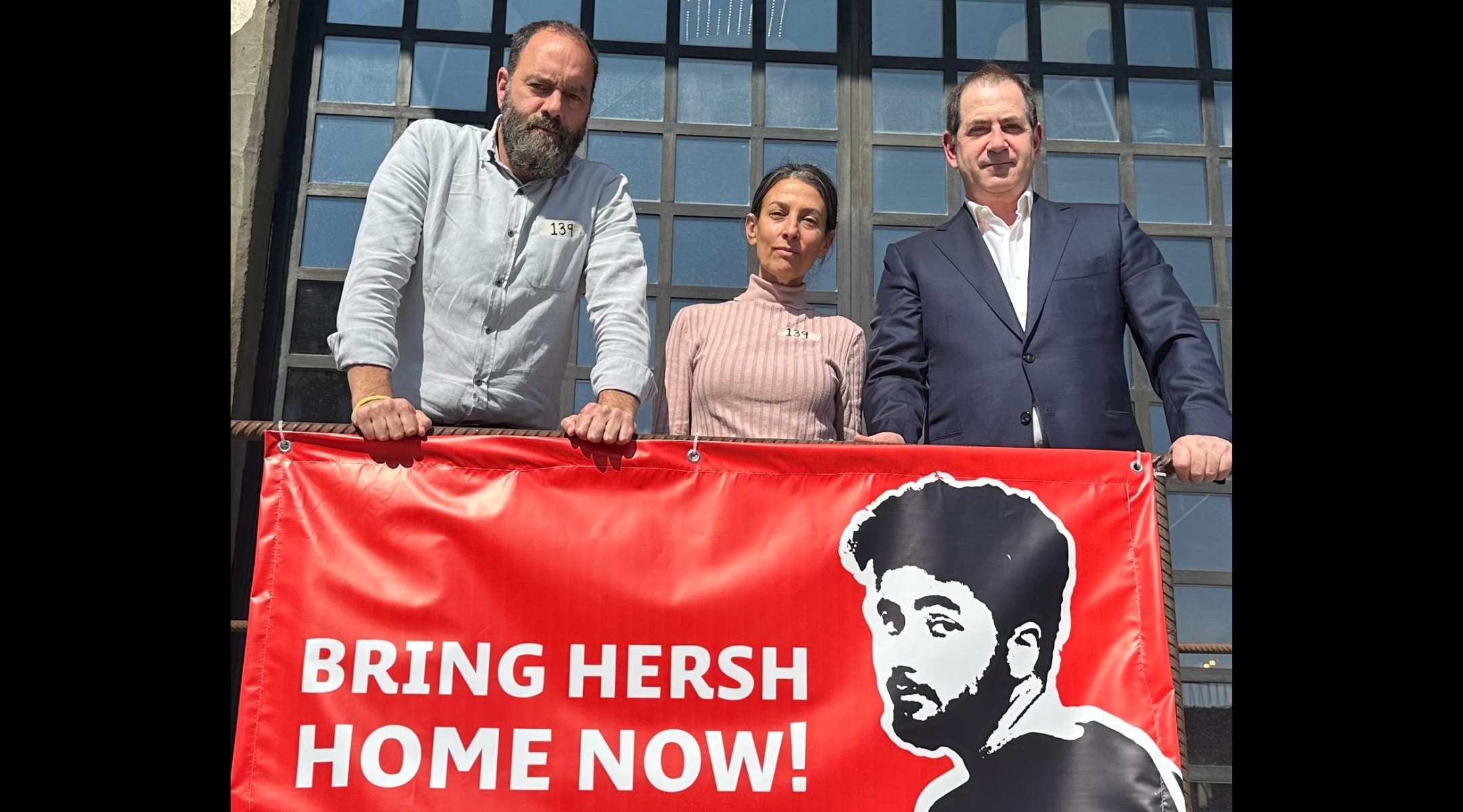 Stan Polovets (right) cofounder of the Genesis Prize, with some of the 2024 awardees, the parents of hostage Hersh Goldberg-Polin, Rachel Goldberg (center) and Jon Polin (left), for their activism on the hostages held in Gaza.