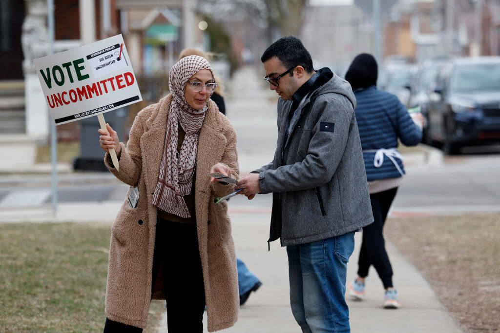 Voters in Michigan's presidential primary on Feb. 27, 2024.  