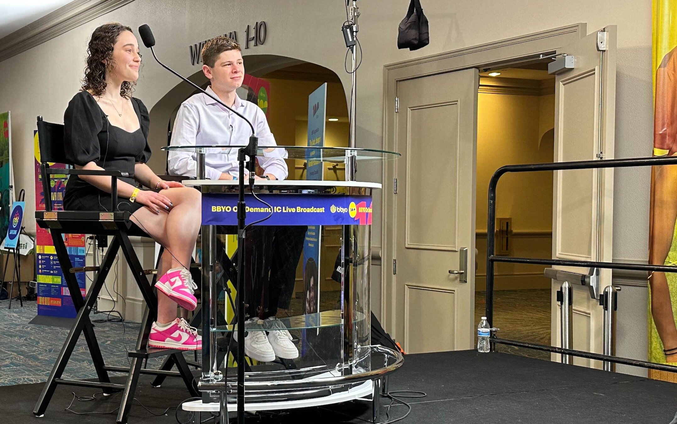 Ethan Smith participates in a live broadcast to fellow teens at the BBYO convention in Orlando, Florida, Feb. 16, 2024. (Jacob Gurvis)