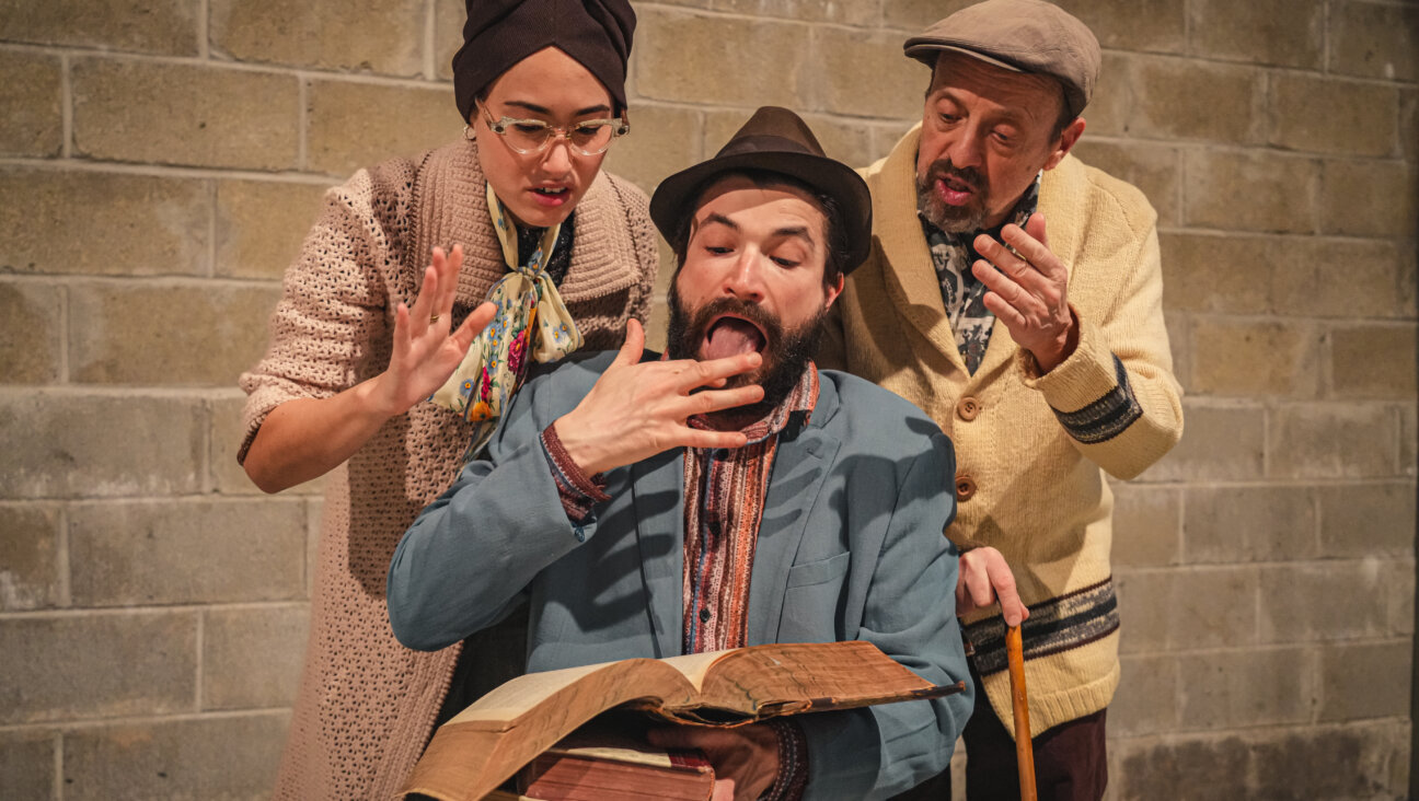 (From L to R) Sarah Suzuki, Danny Bryck and Yehuda L. Hyman in  a rehearsal for Target Margin's <i>Remember This Trick.</i>
