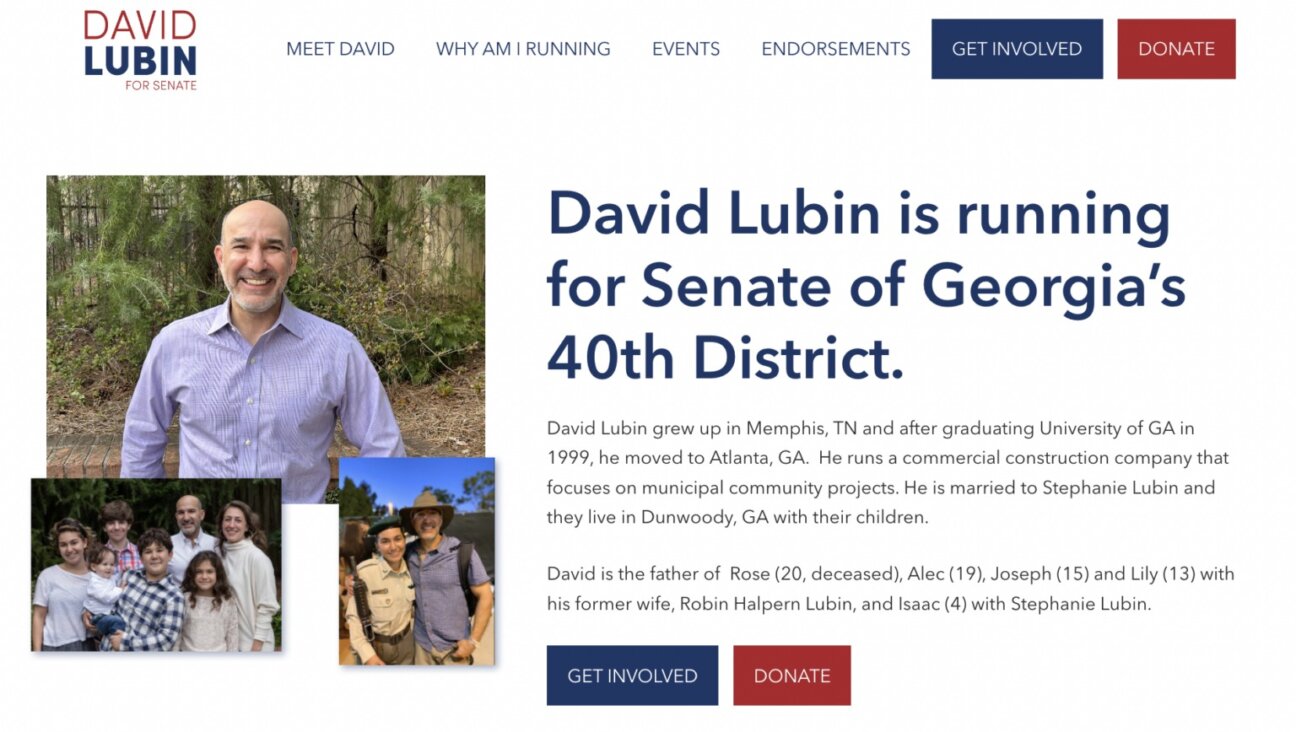 David Lubin is running for state Senate in Georgia. His daughter Rose, who was killed in a terror attack in Jerusalem in 2023, is visible in the family photo on his campaign website. 