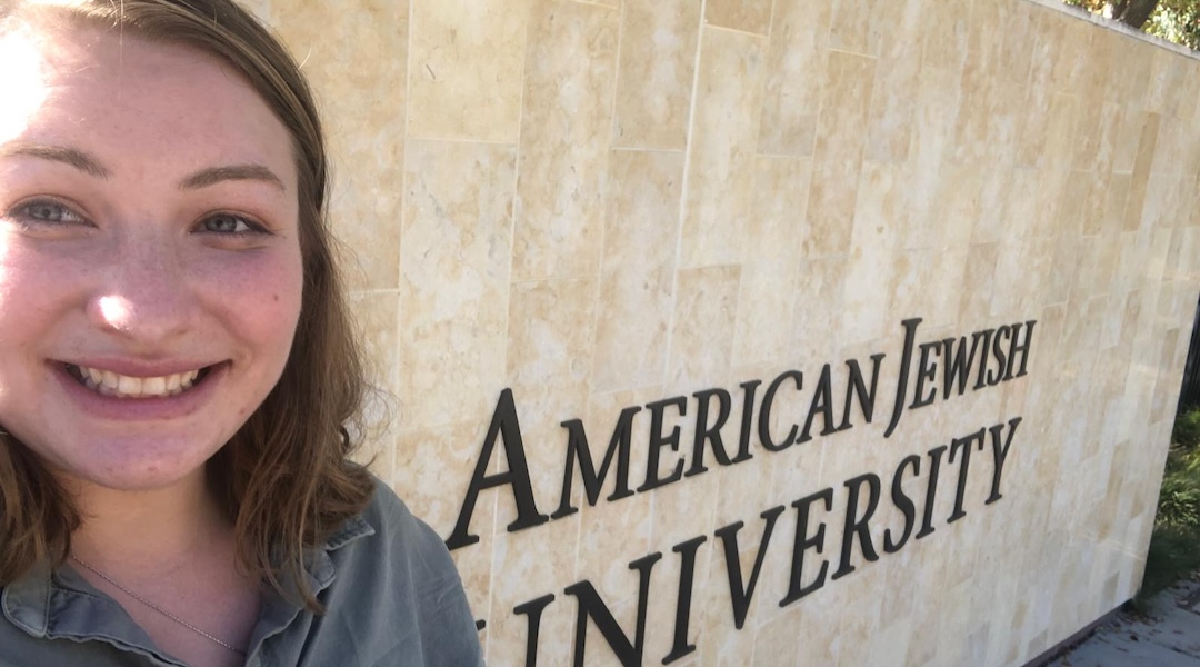 Shayna Dollinger, photographed on campus before the relocation of American Jewish University and its Ziegler rabbinical school. (Courtesy)