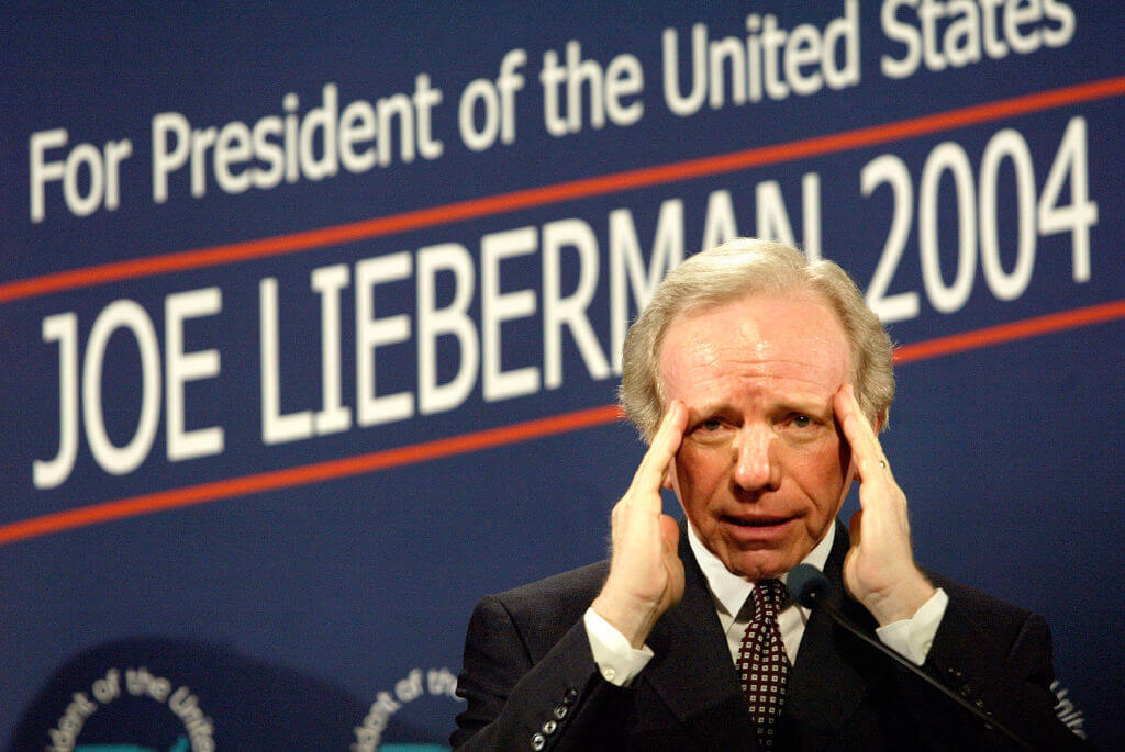 Former Sen. Joe Lieberman announcing his candidacy for president on Jan. 13, 2003. 