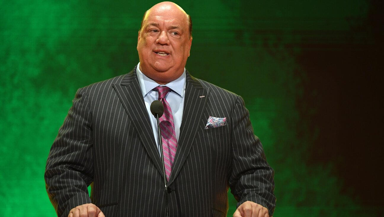 Professional wrestler advocate Paul Heyman speaks at a WWE news conference, Oct. 11, 2019, in Las Vegas. (Ethan Miller/Getty Images)