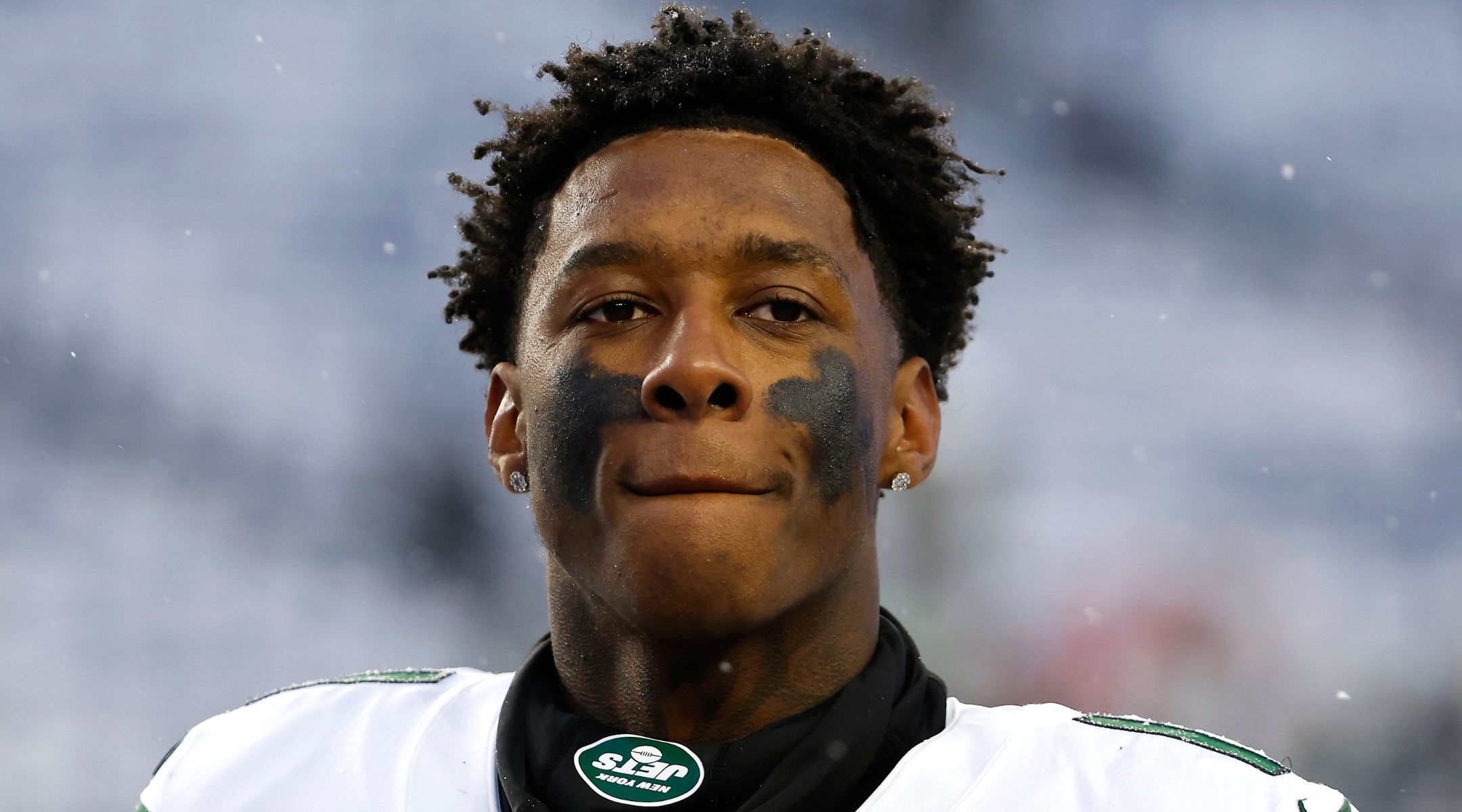 Sauce Gardner on the field against the New England Patriots, Jan. 7, 2024. (Winslow Townson/Getty Images)