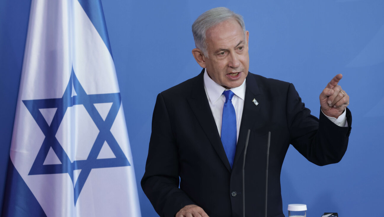 Israeli Prime Minister Benjamin Netanyahu speaks to the media, March 16, 2023, in Berlin, Germany. 