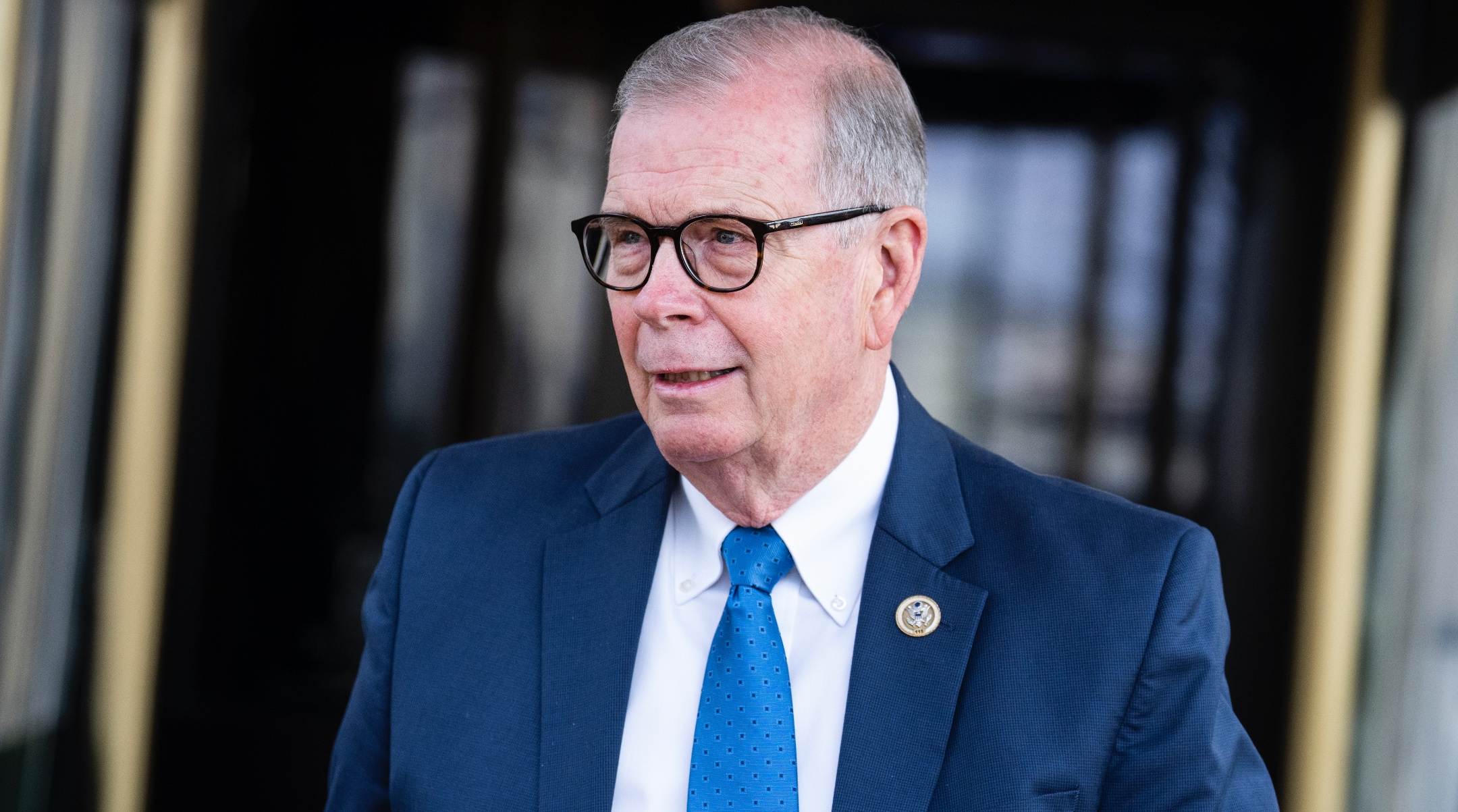 Rep. Tim Walberg, a Michigan Republican, leaves a meeting of the House Republican Conference at the Capitol Hill Club, Feb. 28, 2023. (Tom Williams/CQ Roll Call/Getty Images)