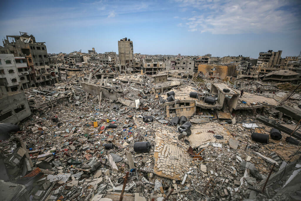 A view of the destruction in the area in Khan Younis after Israel pulled its ground forces out of the southern Gaza Strip, six months into the war sparked by the Oct. 7 attacks.