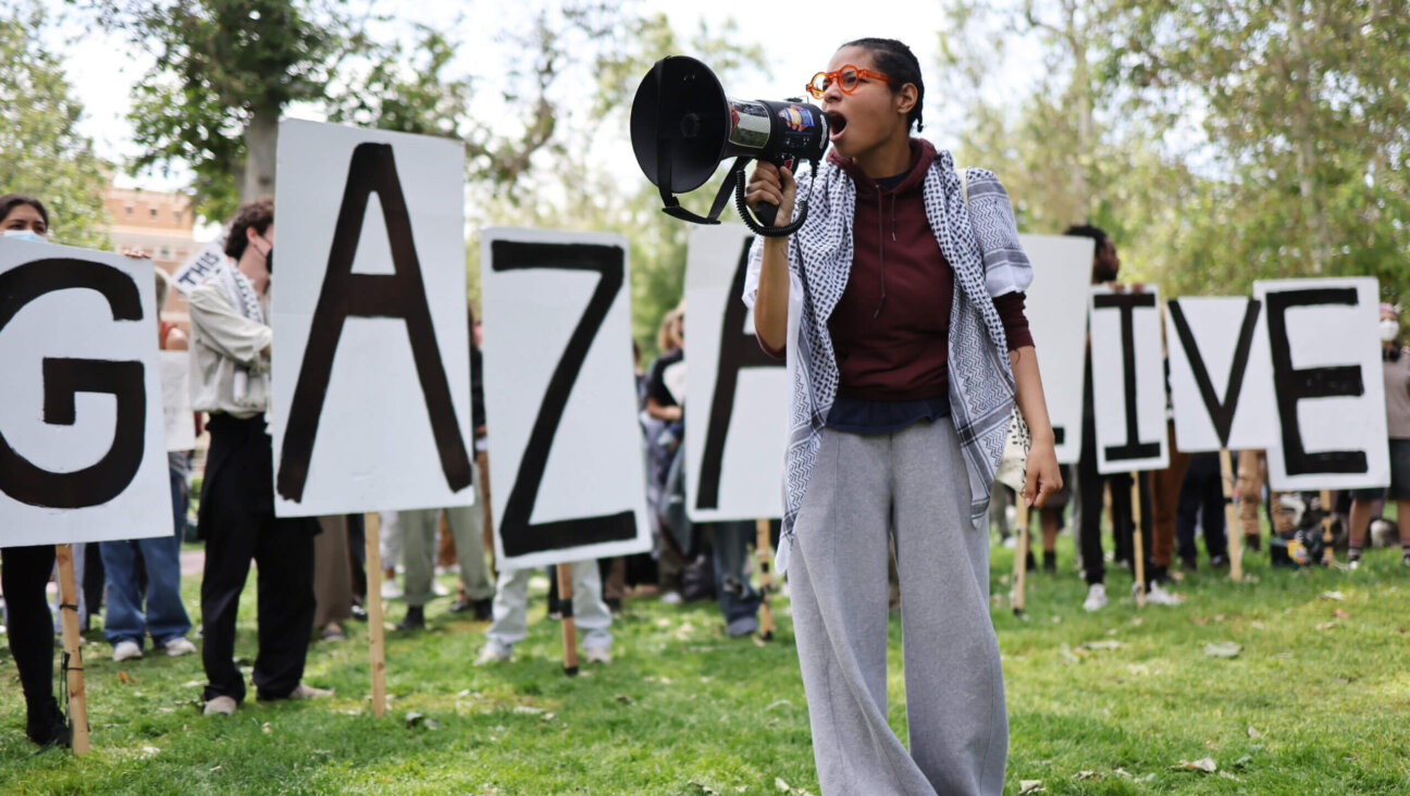 Pro-Palestinian demonstrators rally at an encampment in support of Gaza at the University of Southern California on April 24 in Los Angeles. 