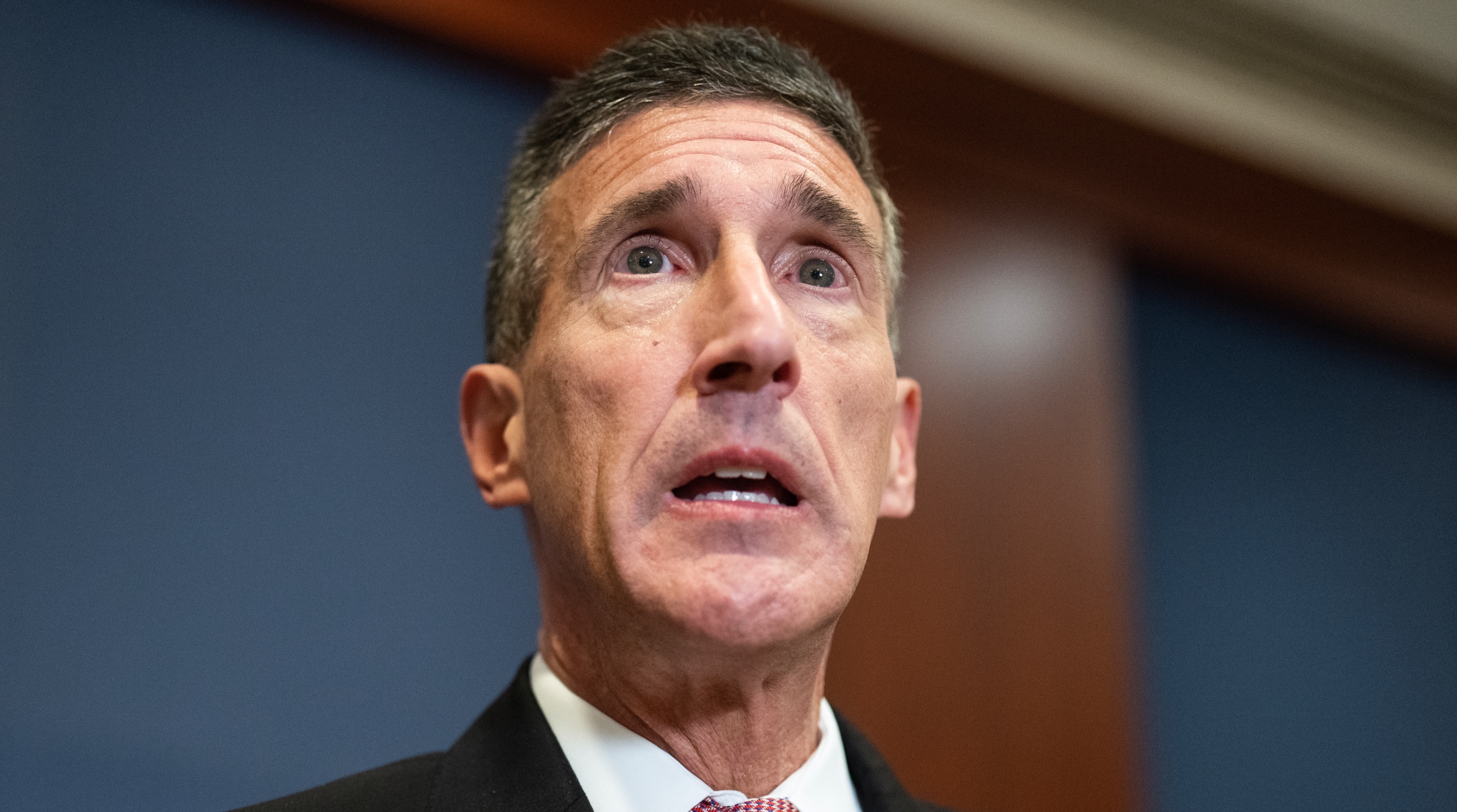 Rep. David Kustoff, a Tennessee Republican, talks with reporters in the Capitol Visitor Center after an all members briefing on the attack on Israel on Oct. 11, 2023. (Tom Williams/CQ-Roll Call, Inc via Getty Images)