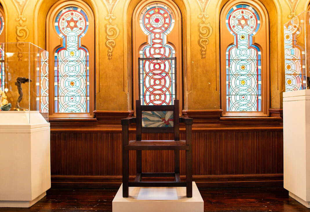 Tobi Kahn's AMAH III (Baby Naming Chair) in the women's balcony at Eldridge Street.