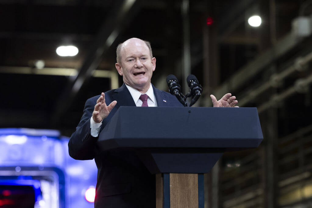 Senator Chris Coons, a Democrat from Delaware, on Nov. 6, 2023. 