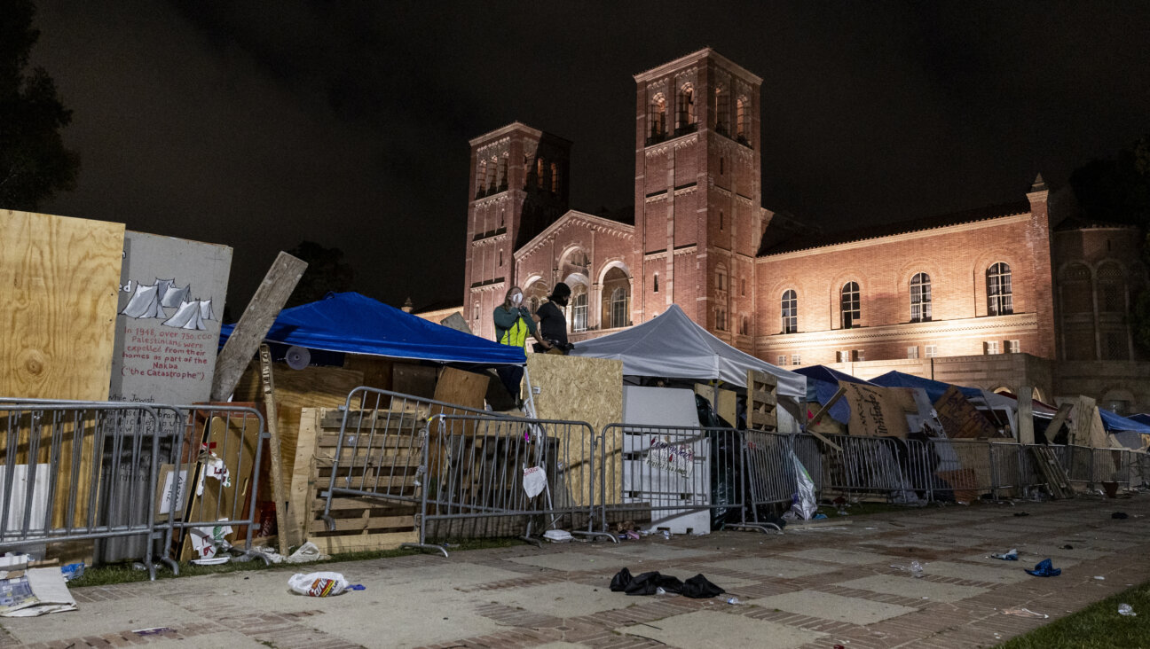 The pro-Palestinian encampment on the campus of UCLA May 1. Law enforcement dismantled it early the next day.