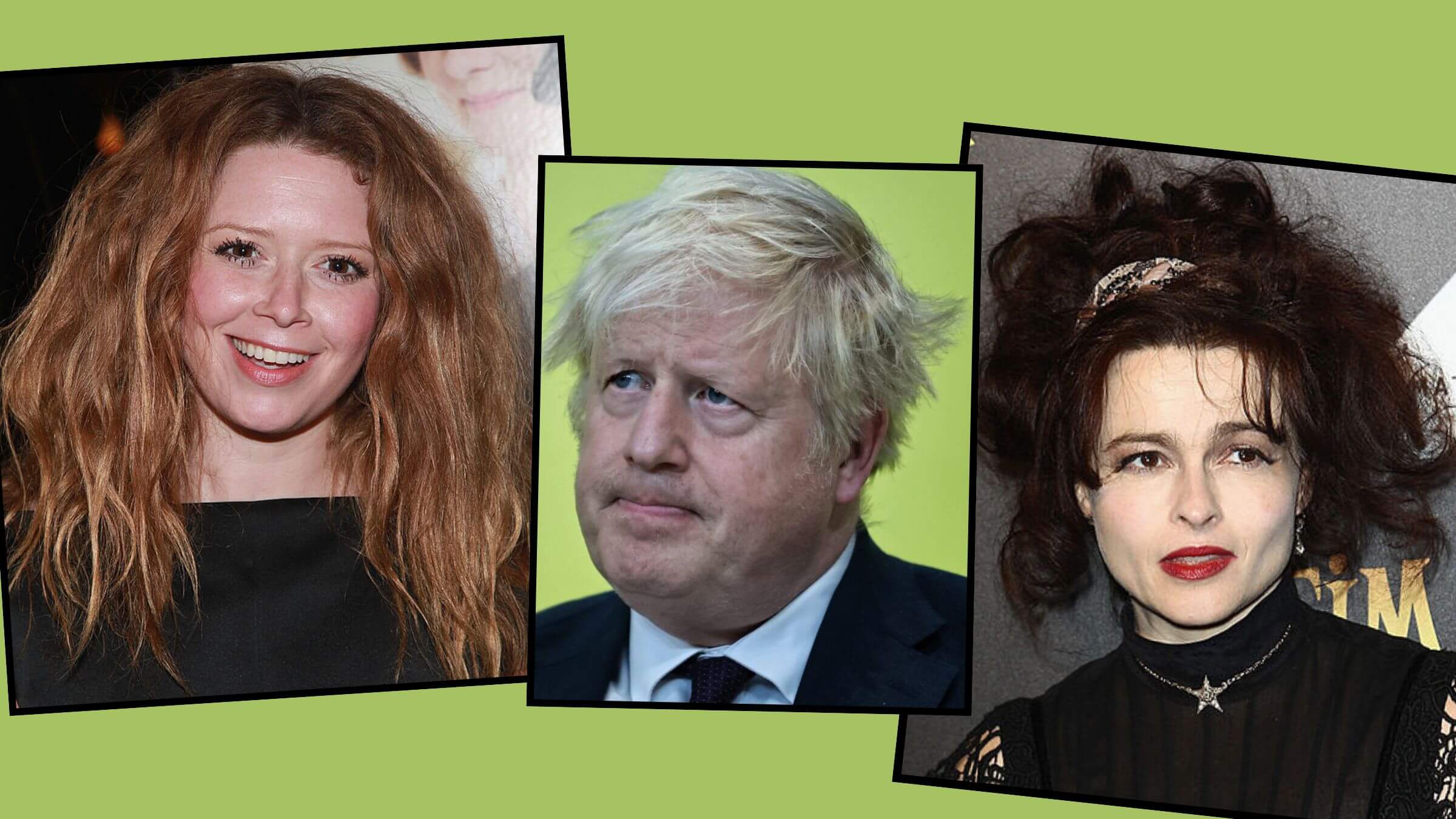 The unbrushed look, from left to right: actor Natasha Lyonne, former British Prime Minister Boris Johnson, actor Helena Bonham Carter.