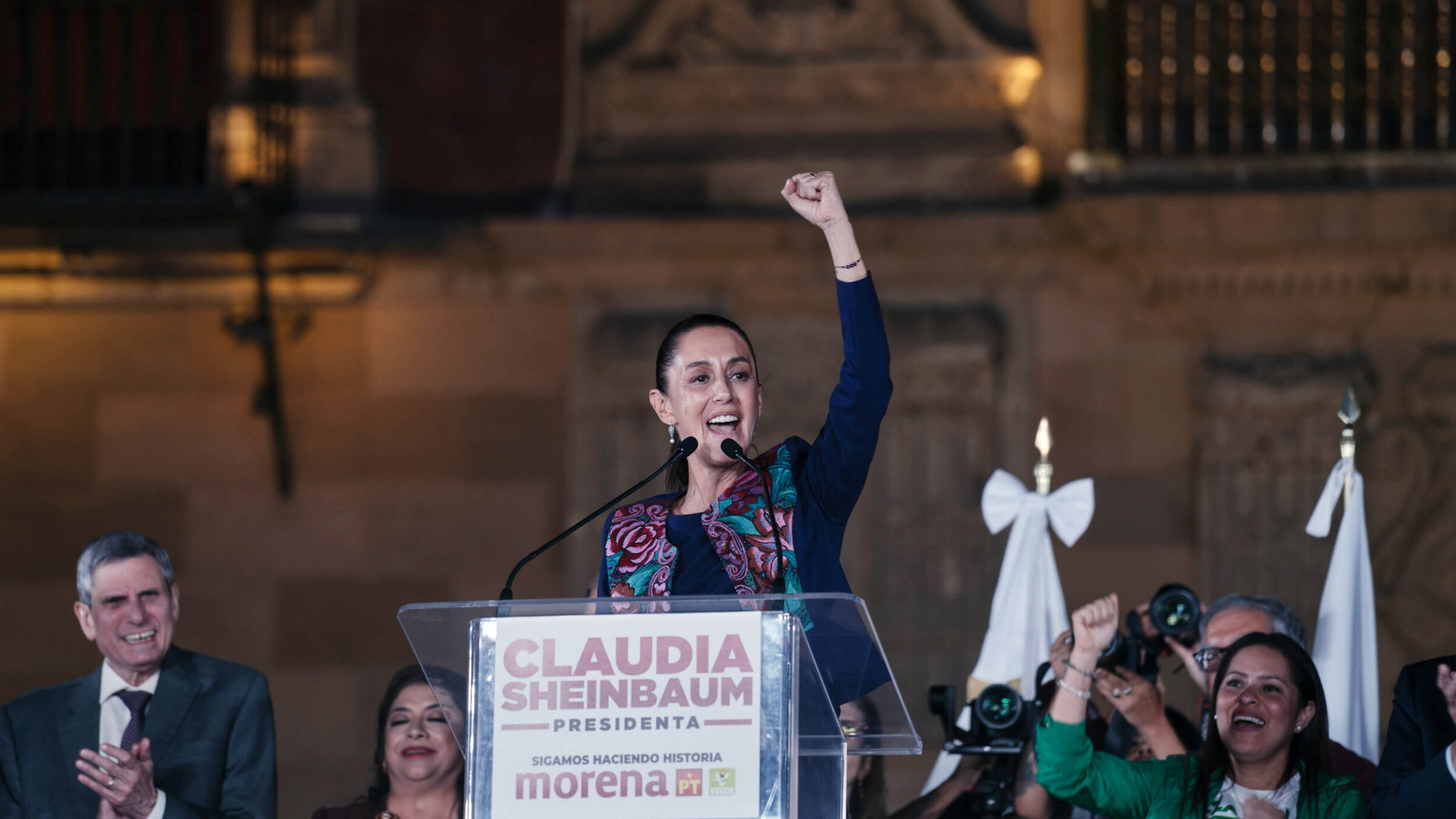 Claudia Sheinbaum gives a victory speech after winning Mexico's presidential election. 