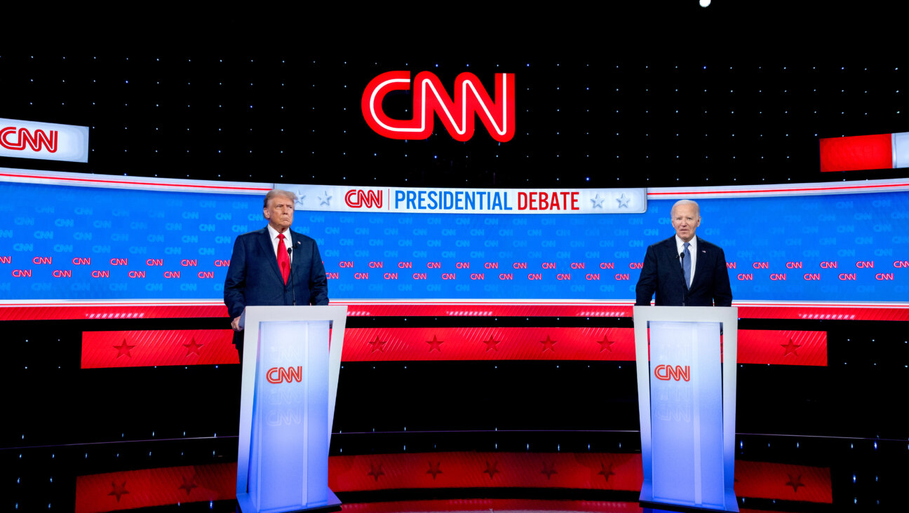 US President Joe Biden, right, and former US President Donald Trump during the first presidential debate in Atlanta, Georgia, US, on Thursday, June 27, 2024. 