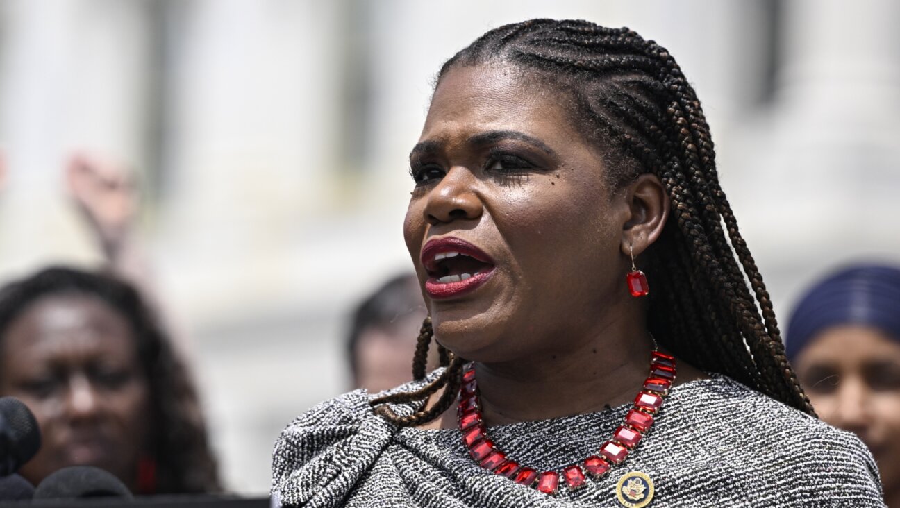 Rep. Cori Bush, a Missouri Democrat, joins university union representatives and other lawmakers at a press conference to advocate for the protection of free speech on campuses, at the U.S. Capitol, May 23, 2024. (Celal Gunes/Anadolu via Getty Images)