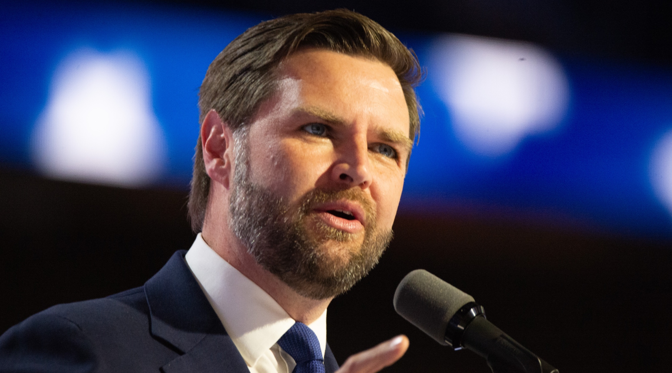 Ohio Sen. and Republican vice-presidential nominee J.D. Vance attends the third day of Republican National Convention at the Fiserv Forum in Milwaukee, July 17, 2024. (Jacek Boczarski/Anadolu via Getty Images)