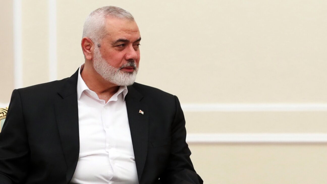 In this handout photo provided by the Iranian Presidency, Ismail Haniyeh, the political leader of Hamas, attends a meeting with Iranian President Masoud Pezeshkian, Tehran, July 30, 2024. (Handout photo by the Iranian Presidency via Getty Images)