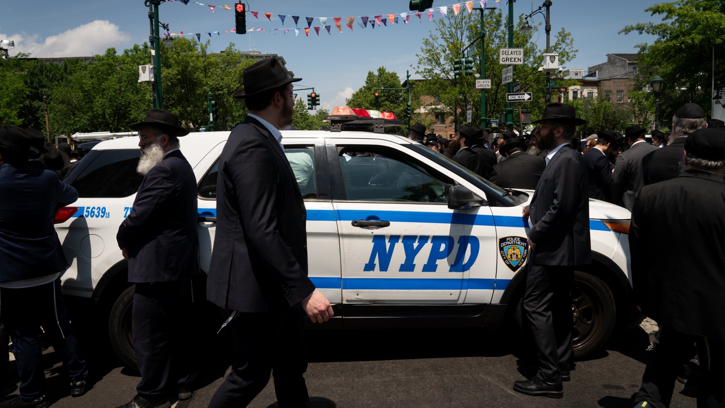 Police at a Jewish community event in Crown Heights, Brooklyn, June 5, 2024. (Luke Tress)