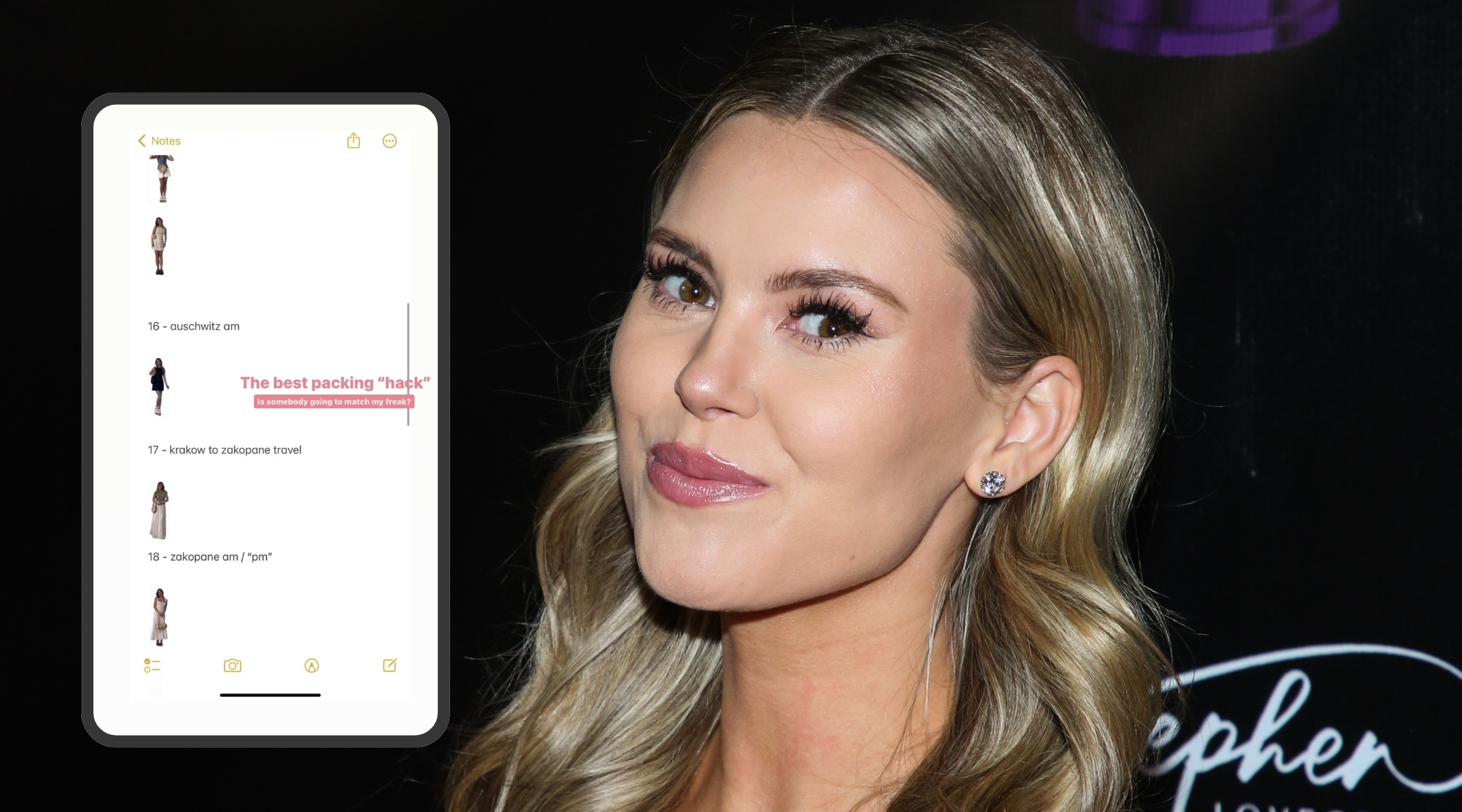 Influencer and former “The Bachelor” contestant Anna Redman has apologized for an Auschwitz outfit planning gaffe. (Screenshot via Reddit; Photo by Paul Archuleta, Getty Images; Design by Jackie Hajdenberg)