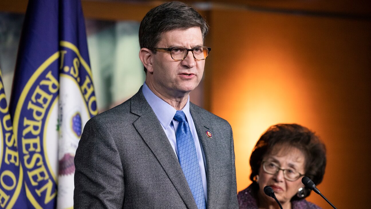 Representative Brad Schneider speaks about his experiences during a trip to Israel and Auschwitz-Birkenau as part of a bipartisan delegation from the House of Representatives. (Samuel Corum/Getty Images)
