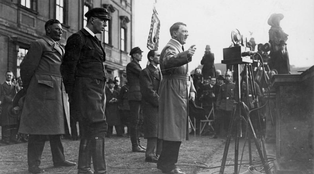 Adolf Hitler speaks in the Lustgarten in Berlin during the Reich presidential election on April 4, 1932. (German Federal Archives/Wikimedia Commons)