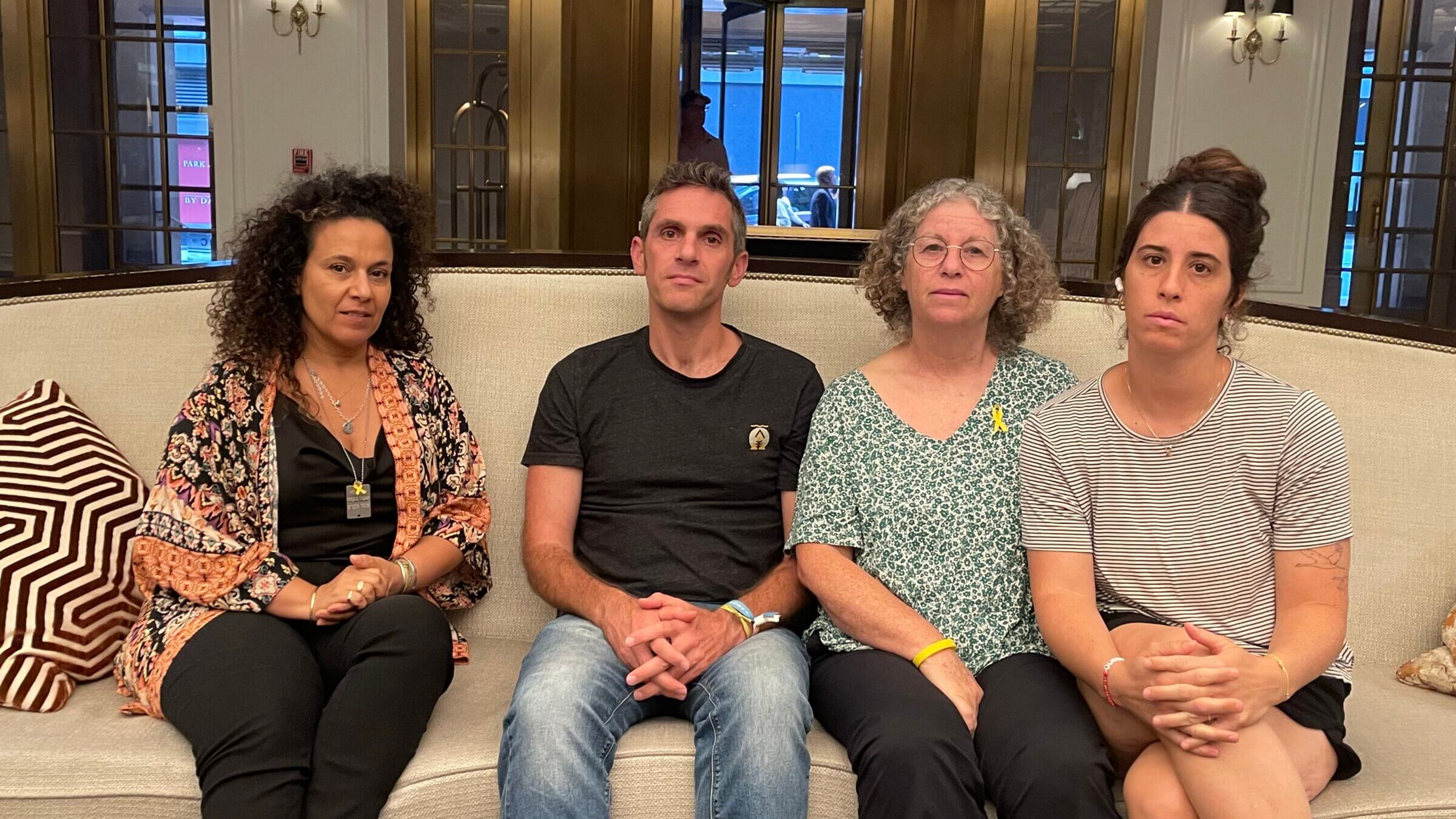 From L to R: Nina Venkart, mother of Israeli hostage Omer Venkart; Udi Rosen, cousin of deceased hostage Tal Haimi; Freed American hotage Aviva Siegel; and Elan Siegel, daughter of Aviva and hostage Keith Siegel on July 21, 2024.