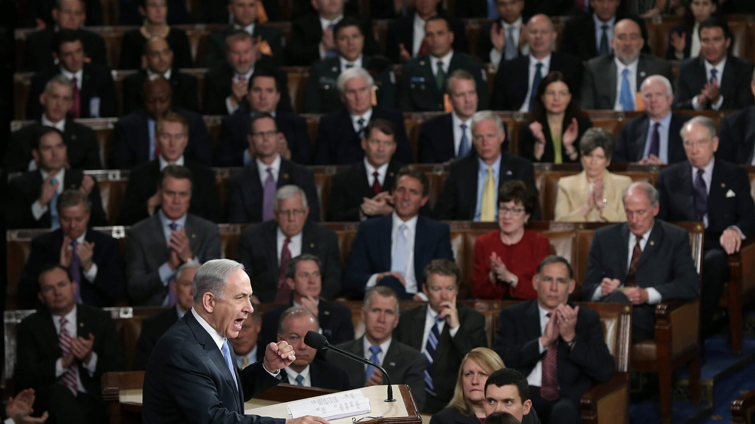 Israeli Prime Minister Benjamin Netanyahu addresses a joint meeting of the United States Congress in 2015.