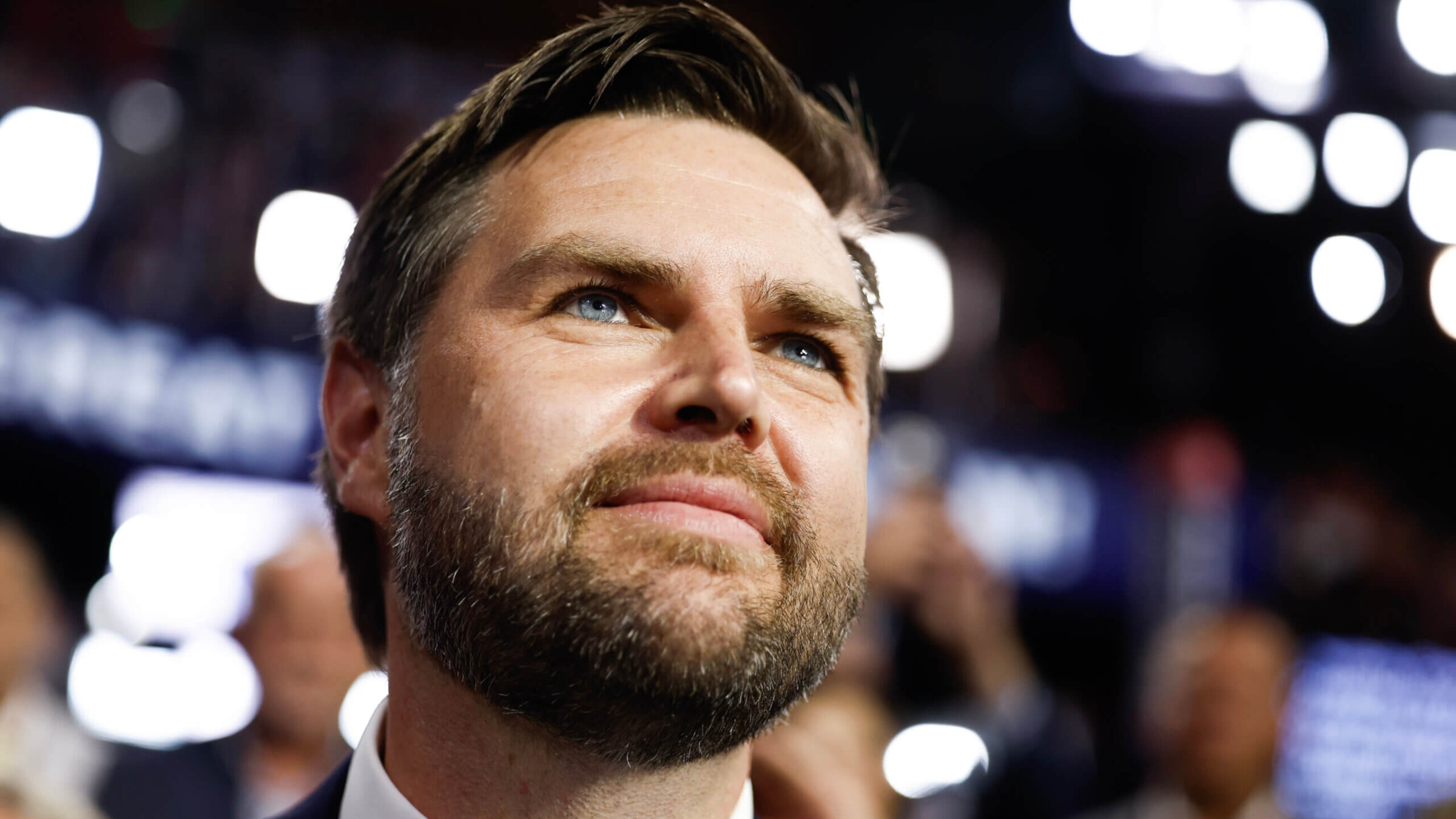 Trump's pick for vice president, Sen. J.D. Vance, arrives on the first day of the Republican National Convention, July 15.