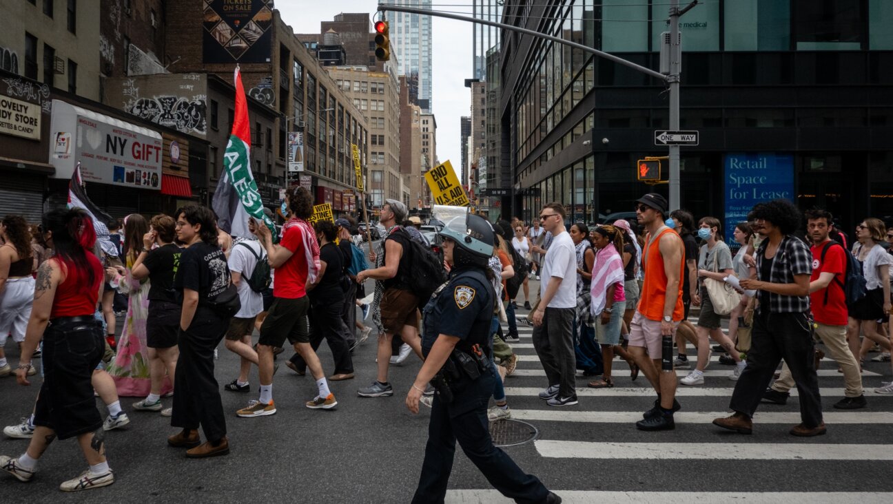 Anti-Israel protesters in midtown Manhattan, July 4, 2024. (Luke Tress)