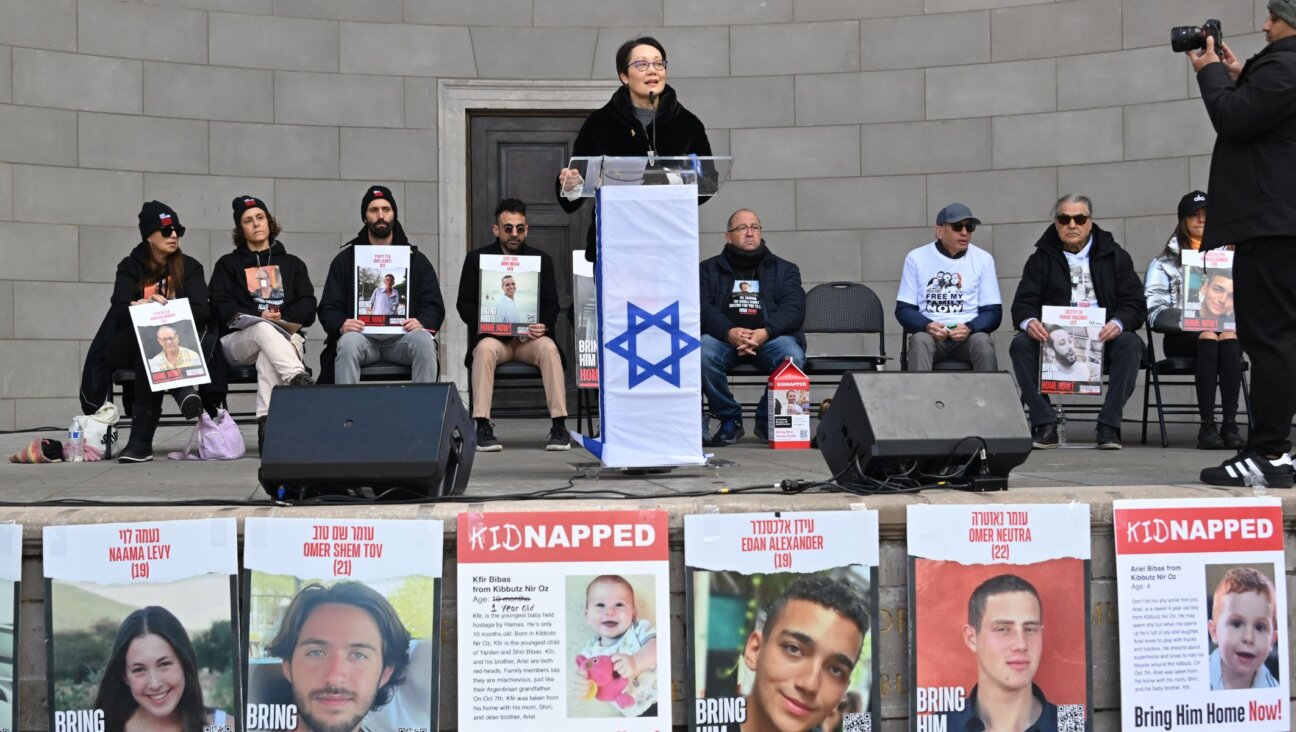 Rabbi Angela Buchdahl speaks during a rally in Central Park marking 150 days since hostages were taken by Hamas, March 10, 2024, in New York City. (Noam Galai/Getty Images)