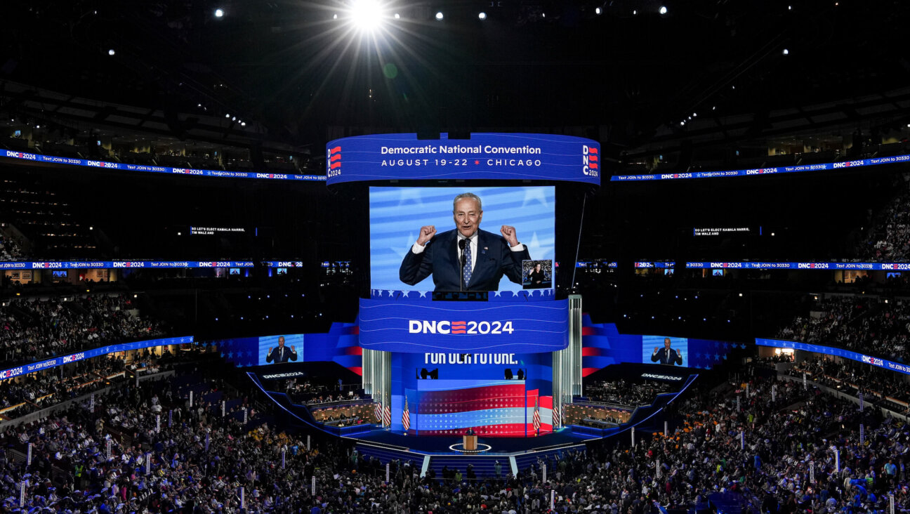 Sen. Chuck Schumer speaks during the Democratic National Convention at the United Center in Chicago. 