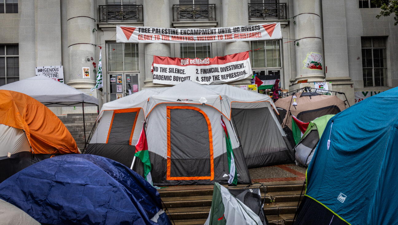 Banners and posters of pro-Palestinian support on the campus of the University of California, Berkeley, on  May 4.