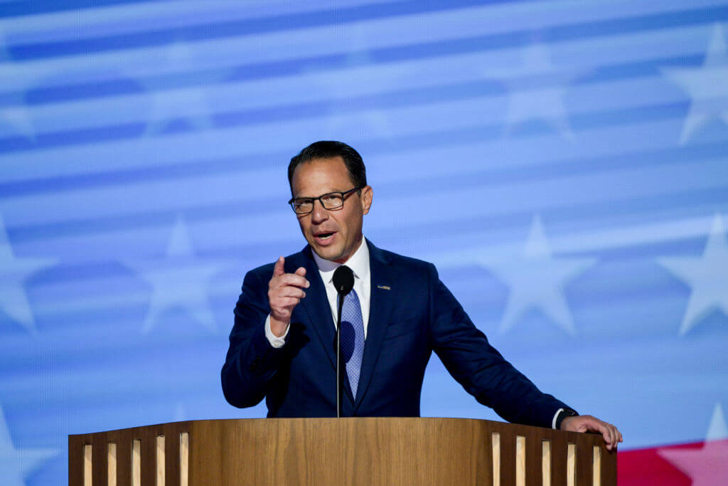 Josh Shapiro, governor of Pennsylvania, speaks during the Democratic National Convention in Chicago on Aug. 21, 2024.