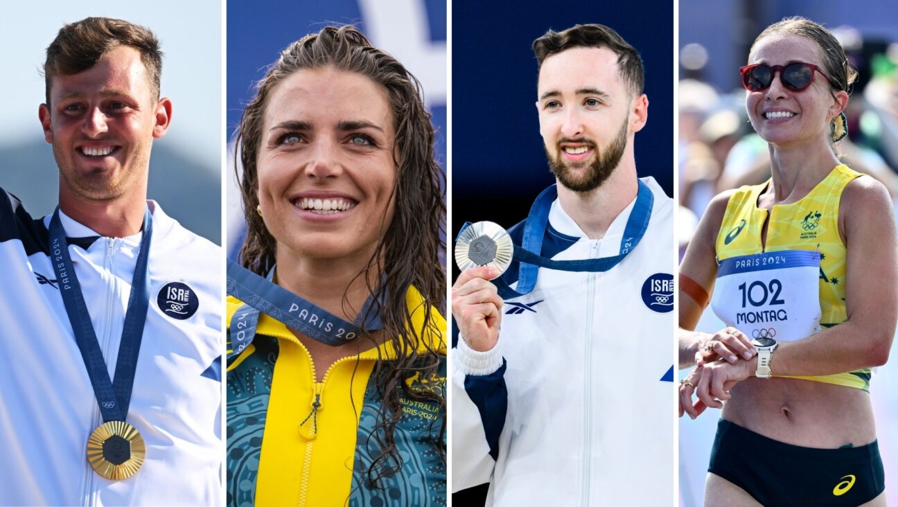 L-R: Tom Reuveny, Jessica Fox, Artem Dolgopyat and Jemima Montag are among the Jewish medalists at the Paris Olympics. (Getty Images)