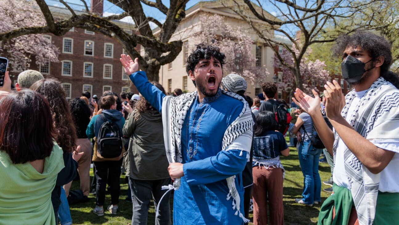 Brown University students set up a pro-Palestinian encampment on the main green in the College Green, Providence, Rhode Island, April 24, 2024. (Anibal Martel/Anadolu via Getty Images)