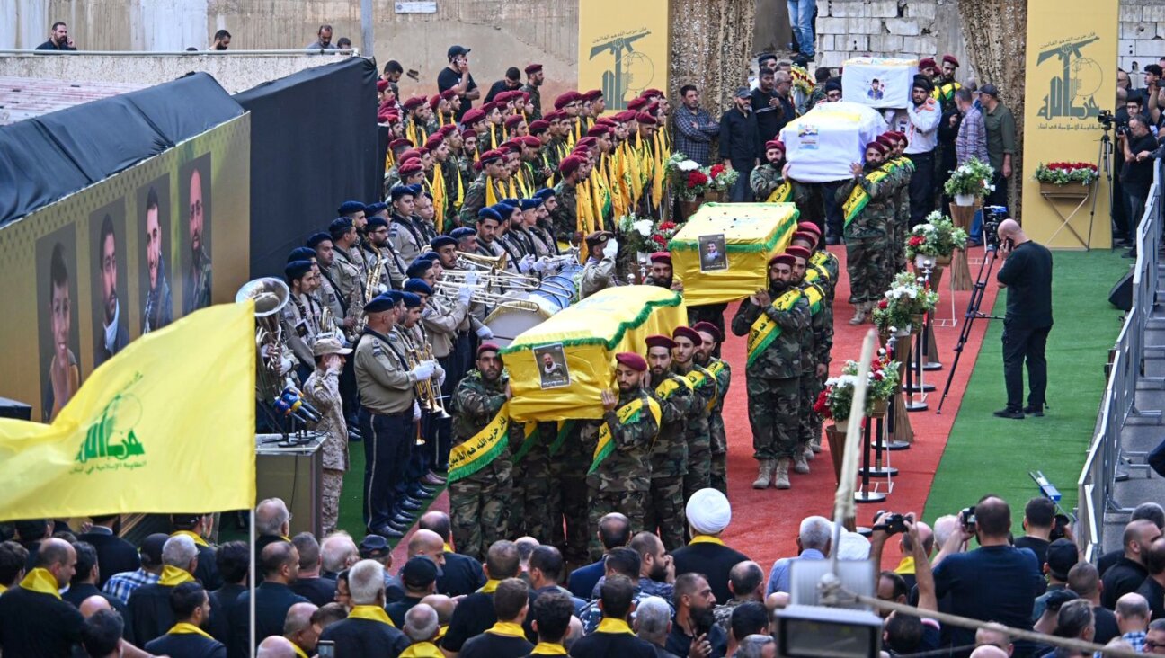 Funeral ceremony held for 4 people who were killed in Lebanon when pagers used by Hezbollah members were detonated, in Dahiyeh neighborhood, south Beirut, Sept. 18, 2024. (Houssam Shbaro/Anadolu via Getty Images)