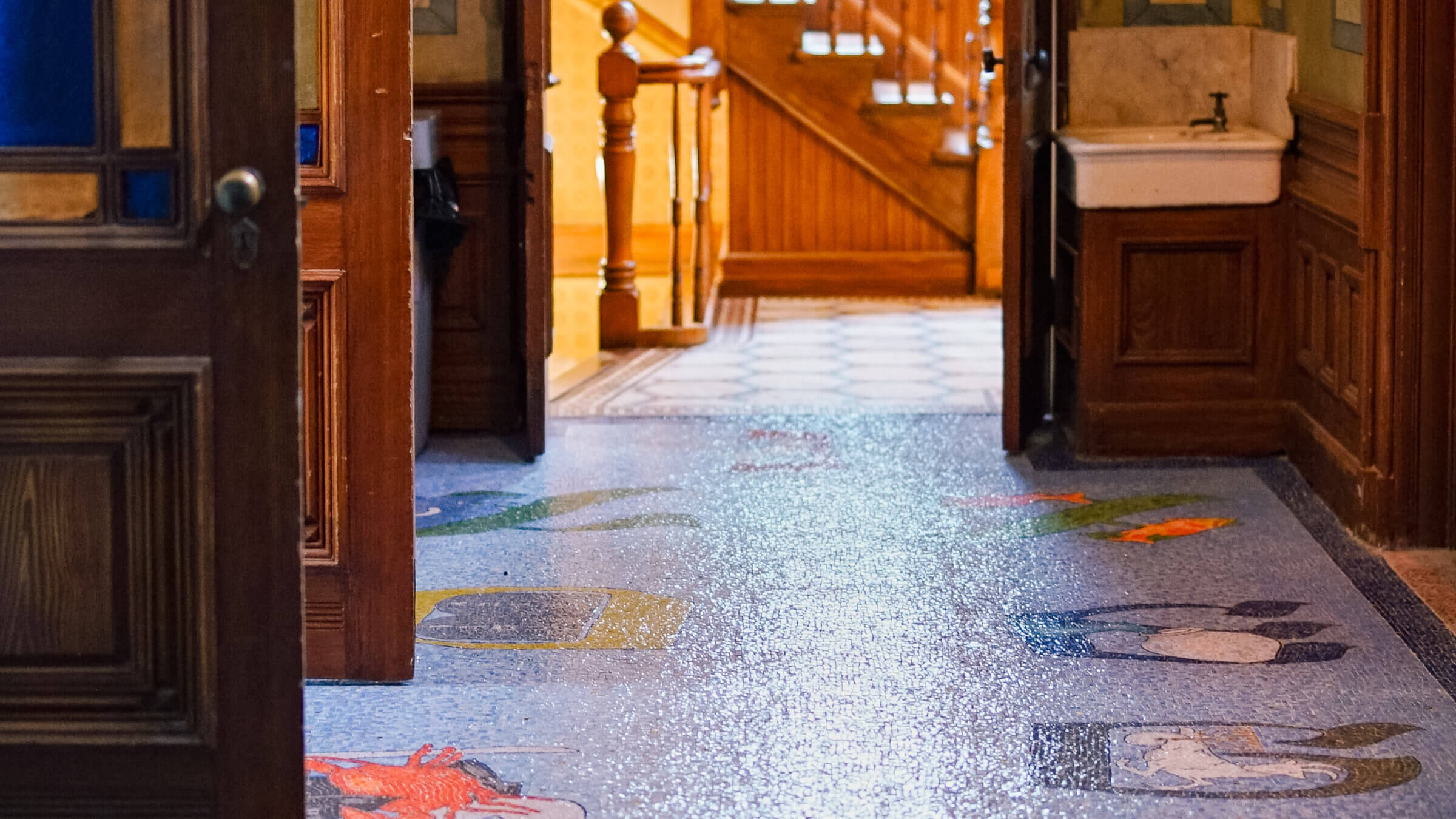 Mark Podwal's mosaic, in the vestibule to the sanctuary at Eldridge Street.