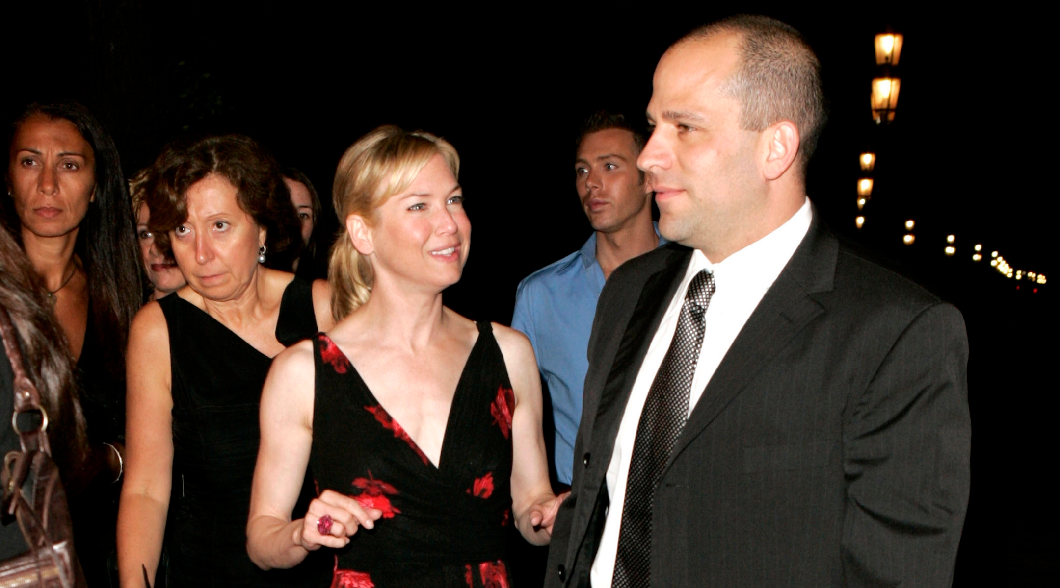 Hollywood agent Brandt Joel (right) with actor Renee Zellweger at the 2005 Venice Film Festival in Venice, Italy. (J. Vespa/WireImage)