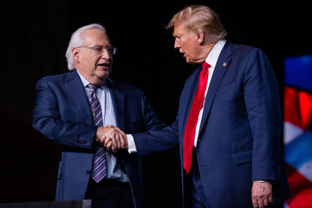 Former President Donald Trump with former U.S. ambassador to Israel David Friedman on Feb. 22, 2024.