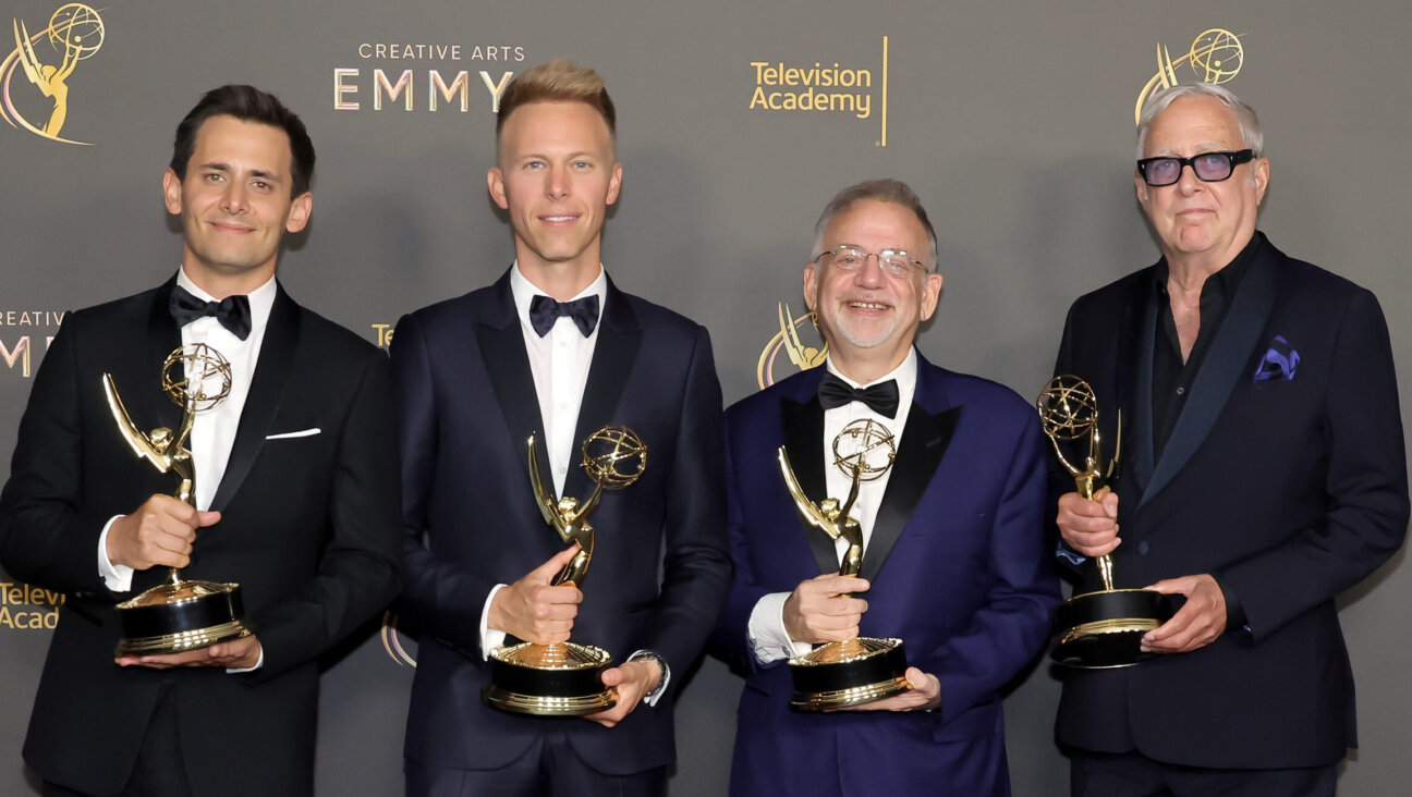 Benj Pasek, Justin Paul, Marc Shaiman and Scott Wittman, winners of the Emmy Award for Outstanding Original Music and Lyrics for Only Murders in the Building, attend the 76th Creative Arts Emmys Winner’s Walk at Peacock Theater in Los Angeles, Sept. 8, 2024. (Kevin Winter/Getty Images)