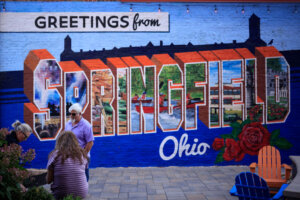 A mural is displayed downtown in Springfield, Ohio.