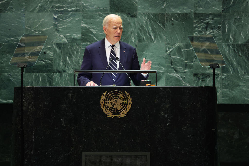 President Joe Biden speaks during the United Nations General Assembly Sept. 24.