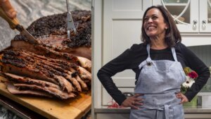 The Vice President has cooked with teenagers and movie stars. But she's mum about our favorite Jewish holiday meat.